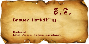 Brauer Harkány névjegykártya